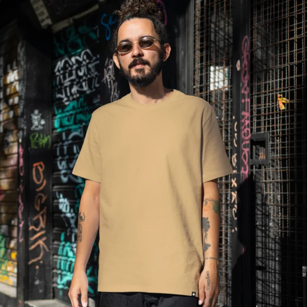 10 Mens Plain Warm Beige Regular T-Shirt
