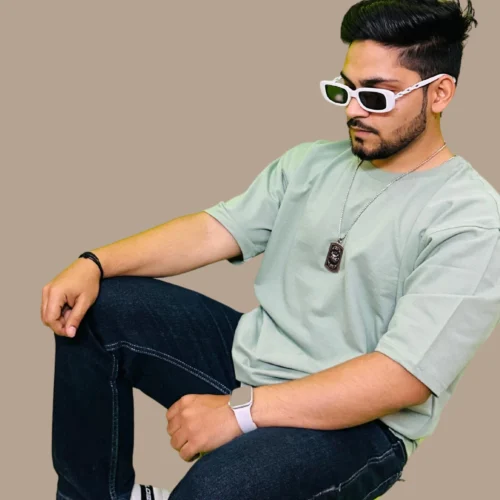 Mint Green Plain Oversized Tshirt For Men