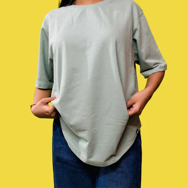 123 Mint Green Plain Oversized Tshirt for Women