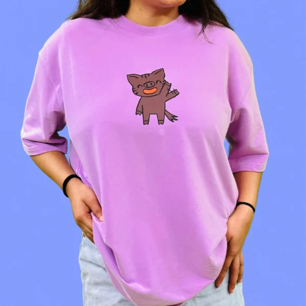 12_Women’s Cat Printed Oversized T-Shirt. Lavender Stylish And Adorable Tee For Anytime (1) Women’s CAT Graphic Printed Oversized T-Shirt