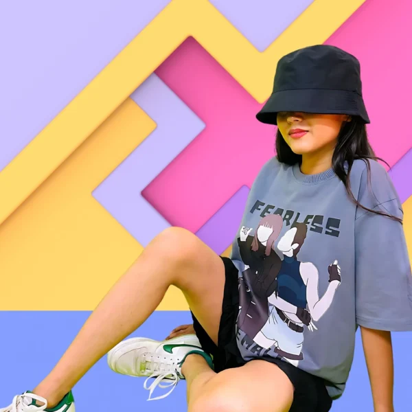 13_Fearless Female Graphic Printed Oversized T-shirt For Women. Sleek Grey Tee for Streetwear Elegance (2) FEARLESS FEMALE Graphic Printed Oversized T-shirt For Women