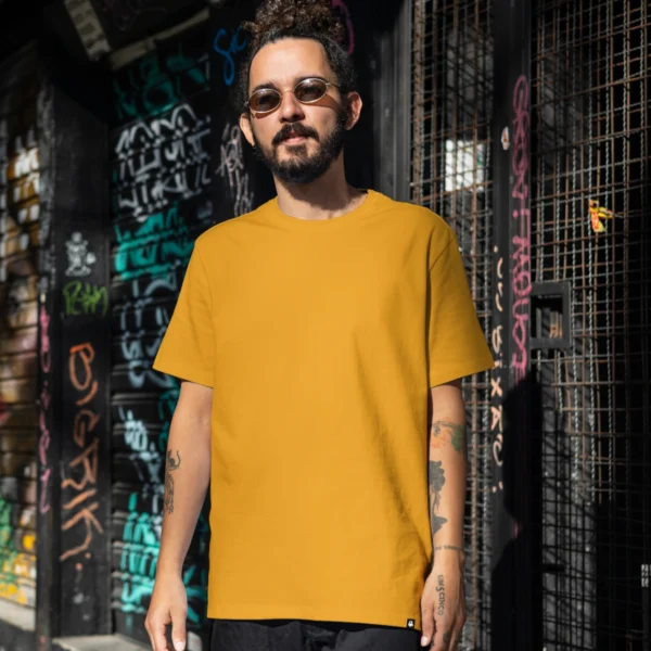 14 Mens Plain Yellow Regular T-Shirt