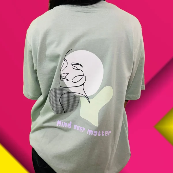 15_Women’s Mind Over Matter Green Oversized T-Shirt. Stylish Green Tee for Women’s Wardrobe (4) Women’s MIND OVER MATTER Green Oversized T-Shirt