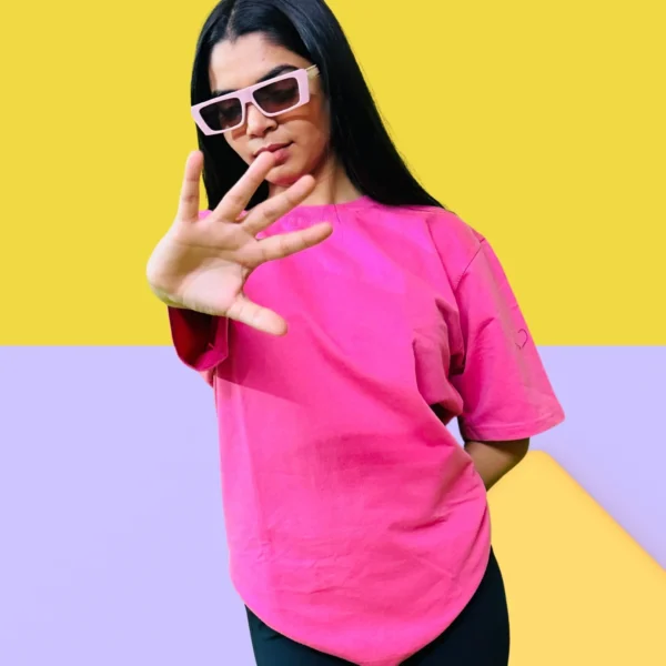 19_Women’s Pink Plain Oversized T-Shirt Elegant Tee for Versatile Wear (2) Women’s Pink Plain Oversized T-Shirt