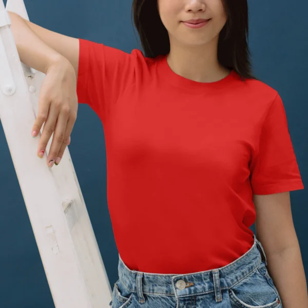 21 Womens Plain Red Regular T-Shirt