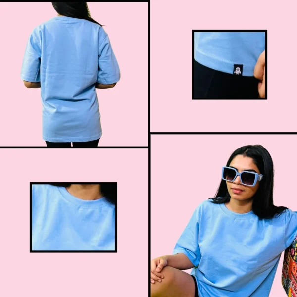 21_Women’s Blue Plain Oversized T-Shirt. Elegant Tee for Versatile Wear (3) Women’s Blue Plain Oversized T-Shirt