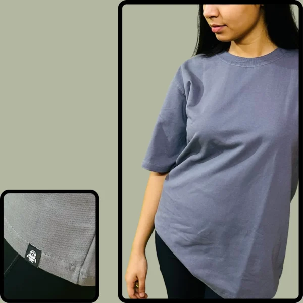 23_Women’s Grey Plain Oversized T-Shirt. Elegant Tee for Versatile Wear (2) Women’s Grey Plain Oversized T-Shirt
