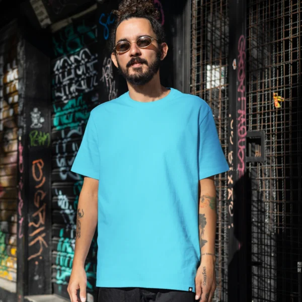 26 Mens Plain Sky Blue Regular T-Shirt