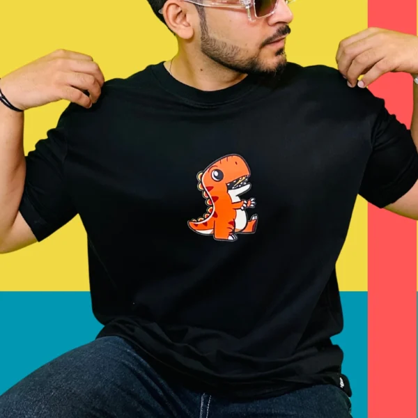 26._ Men’s Black Dinosaur Mini Graphic Oversized T-Shirtjpg2 Men’s Black Dinosaur Mini Graphic Oversized T-Shirt