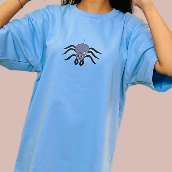 37.___ Spider Women’s Blue Oversized T-Shirt.......... “Fashionable Streetwear Women’s Tee.” jpg Spider Women’s Blue Oversized T-Shirt