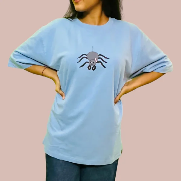 37.___ Spider Women’s Blue Oversized T-Shirt.......... “Fashionable Streetwear Women’s Tee.” jpg2 Spider Women’s Blue Oversized T-Shirt