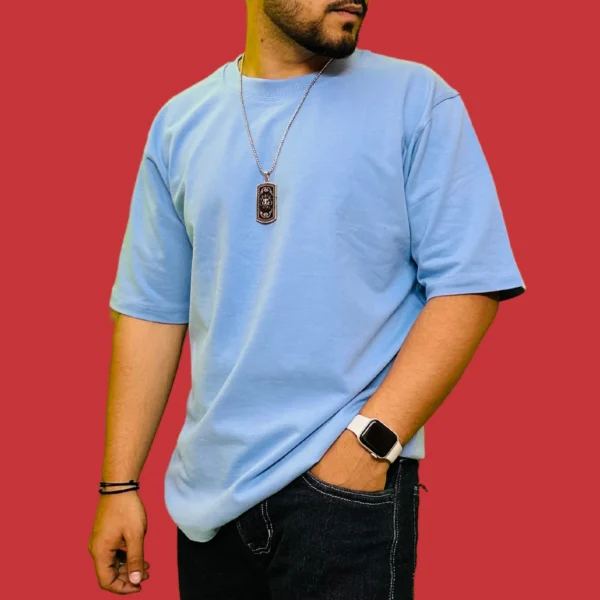 50_Men’s Blue Plain Oversized T-Shirt. Elegant Tee for Versatile Wear (2) Men’s Blue Plain Oversized T-Shirt