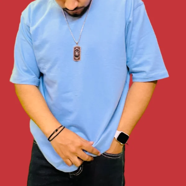 50_Men’s Blue Plain Oversized T-Shirt. Elegant Tee for Versatile Wear (4) Men’s Blue Plain Oversized T-Shirt