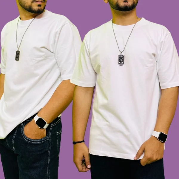 51_Men’s White Plain Oversized T-Shirt. Elegant Tee for Versatile Wear (2) Men’s White Plain Oversized T-Shirt