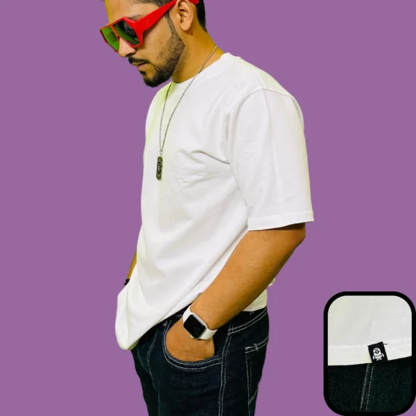 51_Men’s White Plain Oversized T-Shirt. Elegant Tee for Versatile Wear (3) Men’s White Plain Oversized T-Shirt