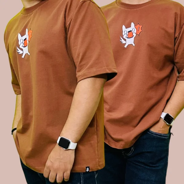 57_Men’s Brown Graphic Printed Oversized T-Shirt. Elevate Your Style with Trendy Comfortable Tee (2) Men’s Brown Mini Graphic Printed Oversized T-Shirt