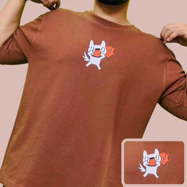 57_Men’s Brown Graphic Printed Oversized T-Shirt. Elevate Your Style with Trendy Comfortable Tee (3) Men’s Brown Mini Graphic Printed Oversized T-Shirt