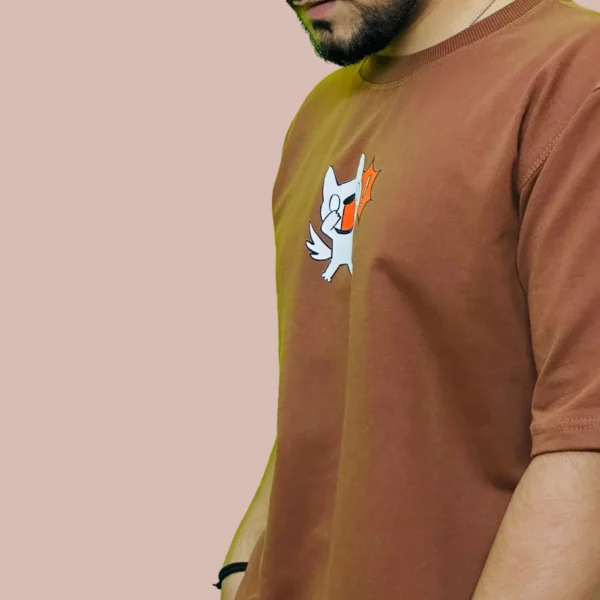 57_Men’s Brown Graphic Printed Oversized T-Shirt. Elevate Your Style with Trendy Comfortable Tee (4) Men’s Brown Mini Graphic Printed Oversized T-Shirt