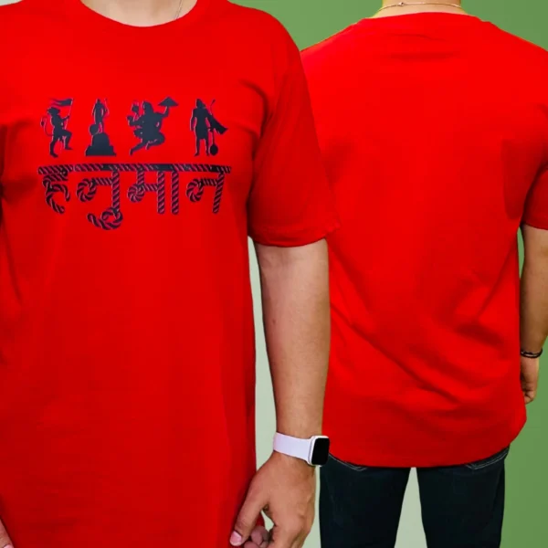 59_Hanuman Red Oversized T-Shirt For Men. Iconic Hanuman Graphic tee (1) Hanuman Red Regular T-Shirt For Men