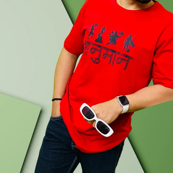 59_Hanuman Red Oversized T-Shirt For Men. Iconic Hanuman Graphic tee (2) Hanuman Red Regular T-Shirt For Men