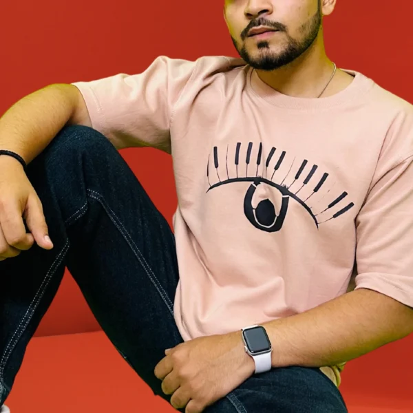 62_Men’s Beige Graphic Oversized T-Shirt. Classic Tee For Everyday Comfort (2) Men’s Beige Graphic Printed Oversized T-Shirt