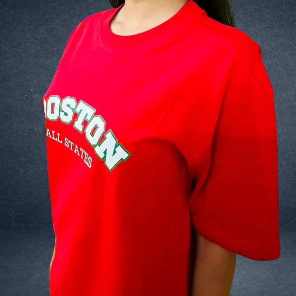 6_Boston All States Women’s Red Oversized T-Shirt. Classic Red Tee For Everlasting Style (2) Boston All States Women’s Red Oversized T-Shirt