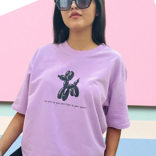 Women's Lavender Graphic Printed Oversized T-Shirt Women's Lavender Graphic Printed Oversized T-Shirt
