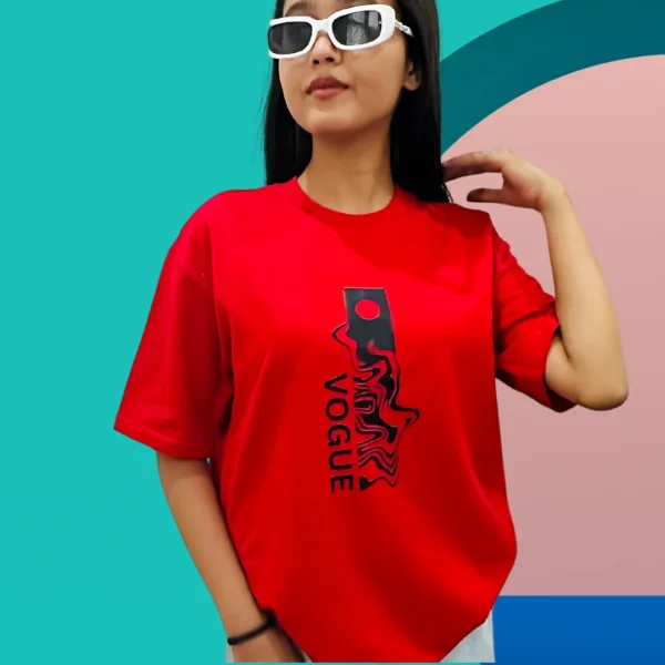VOGUE Red Graphic Oversized T-Shirt for Women VOGUE Red Graphic Oversized T-Shirt for Women