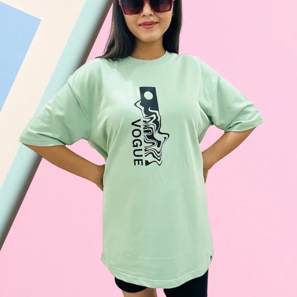 VOGUE Sage Green Graphic Oversized T-Shirt for Women VOGUE Sage Green Graphic Oversized T-Shirt for Women