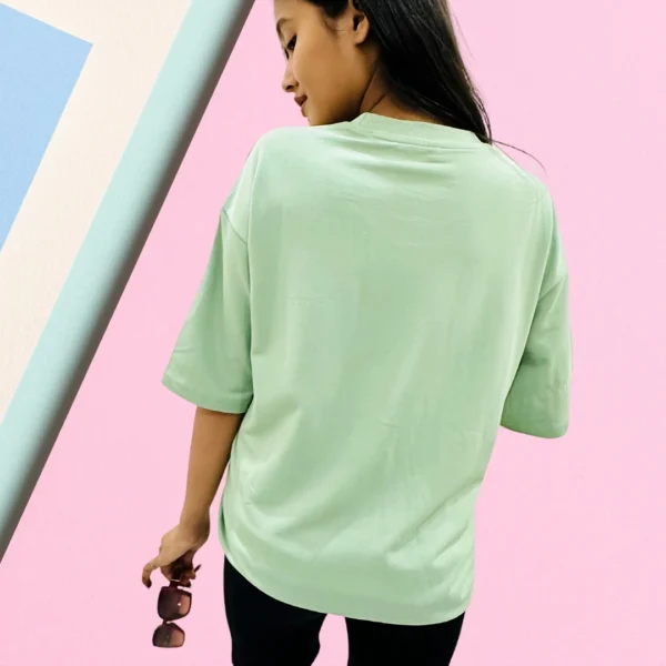 VOGUE Sage Green Graphic Oversized T-Shirt for Women VOGUE Sage Green Graphic Oversized T-Shirt for Women