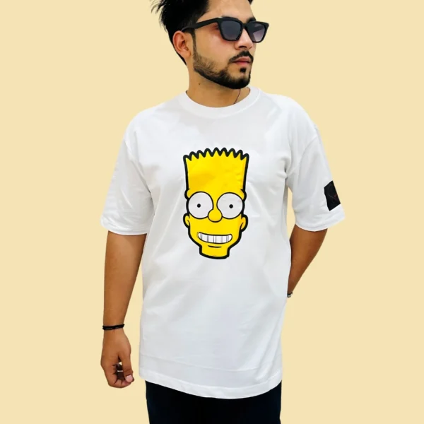 Men's White Simpson Graphic Printed Oversized T-shirt Men's White Simpson Graphic Printed Oversized T-shirt