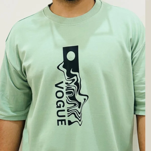 VOGUE Sage Green Graphic Oversized T-Shirt for Men VOGUE Sage Green Graphic Oversized T-Shirt for Men