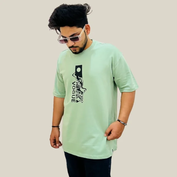 VOGUE Sage Green Graphic Oversized T-Shirt for Men VOGUE Sage Green Graphic Oversized T-Shirt for Men