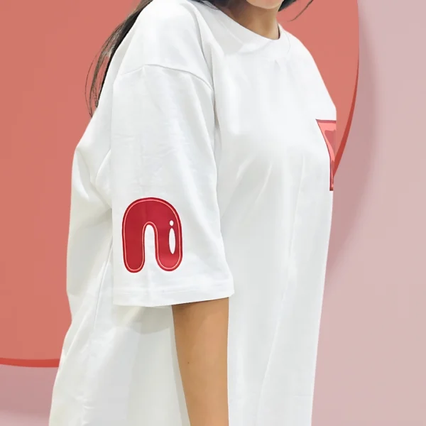 FUN AND GROOVE White Oversized T-Shirt for Women FUN AND GROOVE White Oversized T-Shirt for Women
