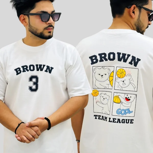 White Team League Oversized T-Shirt for Men
