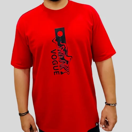 VOGUE Red Graphic Oversized T-Shirt for Men