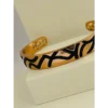 Opulent Gold Plated Bracelet – Sleek Black Enamel Detailing