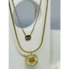 Golden Layered Pearl Pendant Necklace