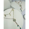 Double layered gold plated evil eye necklace for women