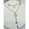 Double layered gold plated evil eye necklace for women