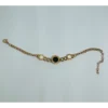 Gold Plated Bracelet with Black Enamel Charm and curb chain for Women